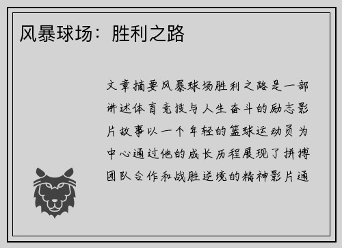 风暴球场：胜利之路